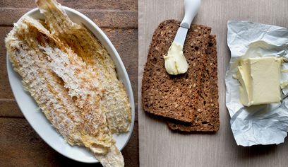 Dried Fish in Iceland with rúgbrauð and butter